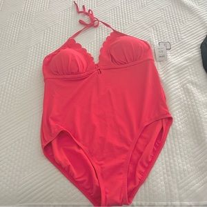 NWT hot pink/coral one pieces swim suit women size 16/18